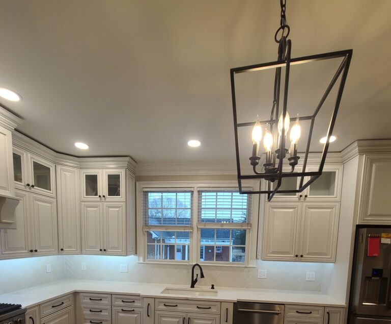 Kitchen with herringbone tile backsplash in Calhoun, GA by Palacios Installation